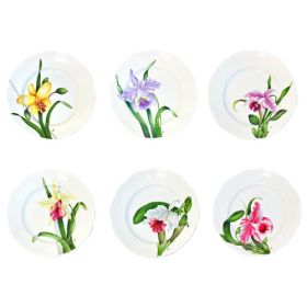 PLATO DE PORCELANA PINTADO A MANO COLECCION ORQUIDEAS