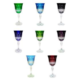 SET 6 COPAS DE CRISTAL COLORES MULTI COLORES