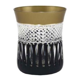 VASO DE CRISTAL BAJO NEGRO ARO