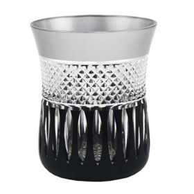 VASO DE CRISTAL BAJO NEGRO ARO