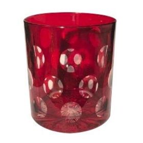 VASO BAJO DE CRISTAL ROJO BIBA