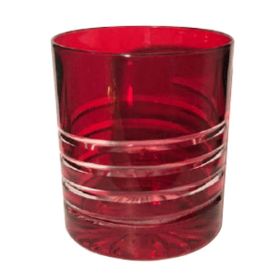 VASO BAJO DE CRISTAL ROJO ONDA