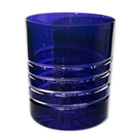 VASO BAJO DE CRISTAL AZUL COBALTO ONDA