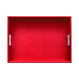 BANDEJA RECTANGULAR CON ASAS DE METAL DENIM RED