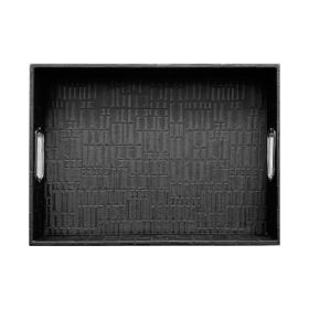 BANDEJA RECTANGULAR CON ASAS DE METAL QUBIC BLACK