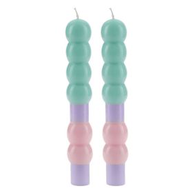 SET DE 2 VELAS MENTA LILA ROSADO